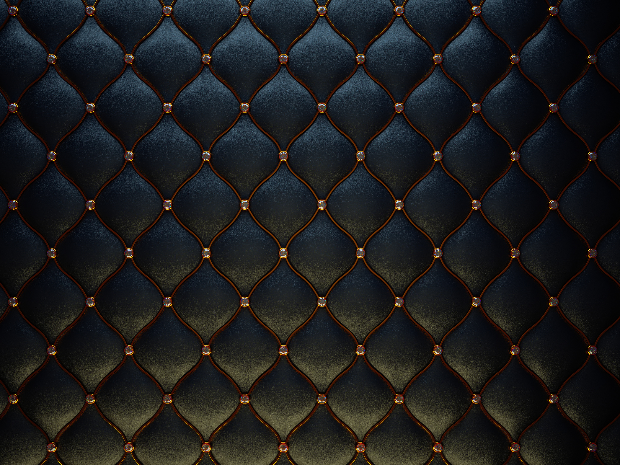 Black Leather Pattern with Golden Wire and Diamonds